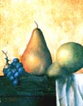 Gita Hazrati, Yellow & Green Pears - 10x8 Oil on Goldleaf Panel